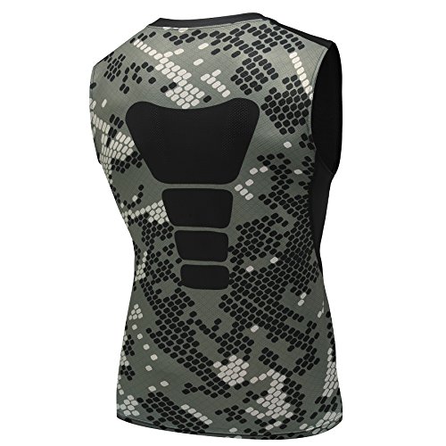 AMZSPORT Camiseta de compresión sin Mangas para Hombre Deportes de Secado Rápido Baselayer Funcionamiento Tirantes Camuflaje Size XXL