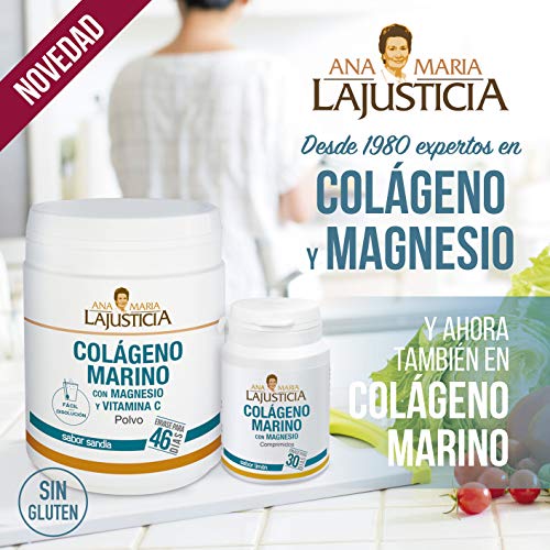 Ana Maria Lajusticia - Colágeno marino con magnesio y VIT C 350 g (sabor sandía) - Articulaciones fuertes y piel tersa. Regenerador de tejidos con colágeno hidrolizado tipo 1 y 2. Envase para 46 días