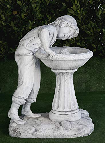 AnaParra Fuente Central clásica de hormigón Huelva 78x55x100cm. - Fuente de jardín Decorativa Romana Estilo jardín Ingles.- Bomba de Agua incluida - Hecho en España.