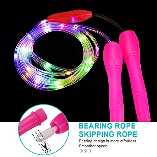 ANBET 2 Paquetes Cuerda de Salto con luz LED Longitud Ajustable y Tres Modos de luz Cuerda de Salto de Velocidad para niños, espectáculo de Luces, Fitness ANBET 2 Paquetes Cuerda de Salto con luz LED Longitud Ajustable y Tres Modos de luz Cuerda de Salto de Velocidad para niños, espectáculo de Luces, Fitness