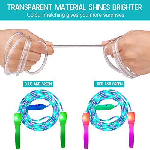 ANBET 2 Paquetes Cuerda de Salto con luz LED Longitud Ajustable y Tres Modos de luz Cuerda de Salto de Velocidad para niños, espectáculo de Luces, Fitness ANBET 2 Paquetes Cuerda de Salto con luz LED Longitud Ajustable y Tres Modos de luz Cuerda de Salto de Velocidad para niños, espectáculo de Luces, Fitness