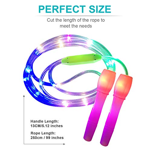 ANBET 2 Paquetes Cuerda de Salto con luz LED Longitud Ajustable y Tres Modos de luz Cuerda de Salto de Velocidad para niños, espectáculo de Luces, Fitness ANBET 2 Paquetes Cuerda de Salto con luz LED Longitud Ajustable y Tres Modos de luz Cuerda de Salto de Velocidad para niños, espectáculo de Luces, Fitness