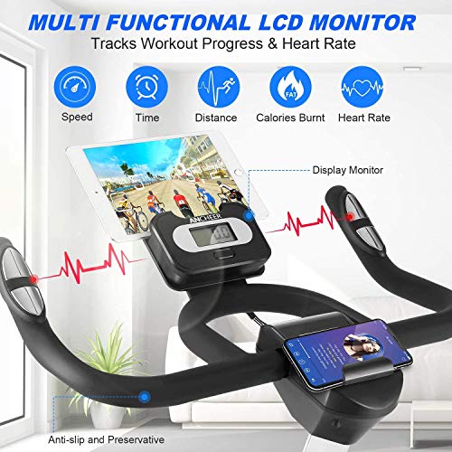 ANCHEER Bicicleta de Spinning Bicicleta Indoor de Volante de Inercia de 22kg Bicicletas de Ciclo con Conecto con App Resistencia Ajustable y Monitor LCD para Ejercicio en el Hogar (Plateado) ANCHEER Bicicleta de Spinning Bicicleta Indoor de Volante de Inercia de 22kg Bicicletas de Ciclo con Conecto con App Resistencia Ajustable y Monitor LCD para Ejercicio en el Hogar (Plateado)