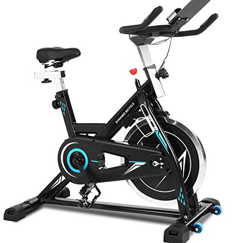 ANCHEER Bicicleta de Spinning Bicicleta Indoor de Volante de Inercia de 22kg Bicicletas de Ciclo con Conecto con App y Monitor LCD para Ejercicio en el Hogar Carga Peso Máximo: 120 kg (Negro)