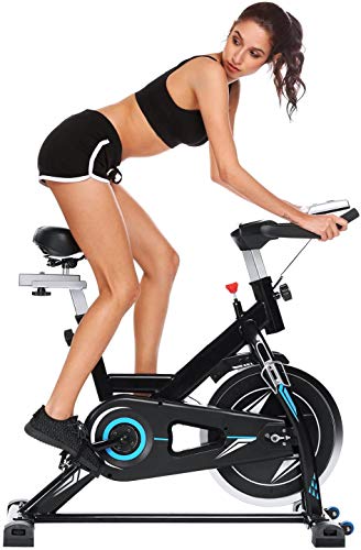 ANCHEER Bicicleta de Spinning Bicicleta Indoor de Volante de Inercia de 22kg/18kg Bicicletas de Ciclo con Conecto con App Resistencia Ajustable y Monitor LCD para Ejercicio en el Hogar (Negro Tipo 1)