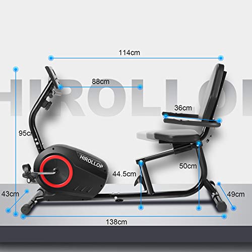 ANCHEER Bicicleta Estática Reclinable Bibicleta Indoor Resistencia de 8 Niveles, Pantalla LCD, Medición del Pulso, Asiento Ajustable, Bicicleta Estatica para Mayores