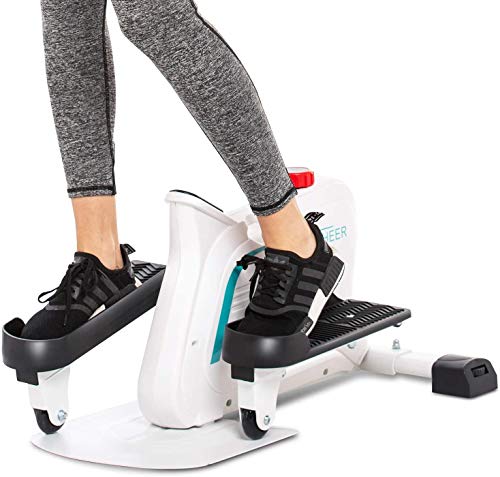 ANCHEER Mini Elíptica Mini Stepper Hometrainer 10 Niveles de Resistencia Ajustables//Pantalla LCD Stepper de apartamento portátil/Máquina de Ejercicios para Oficina Hogar, Carga MAX 110 kg (Blanco)