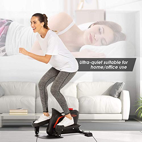 ANCHEER Mini Elíptica Mini Stepper Hometrainer 10 Niveles de Resistencia Ajustables//Pantalla LCD Stepper de apartamento portátil/Máquina de Ejercicios para Oficina Hogar, Carga MAX 110 kg (Blanco)