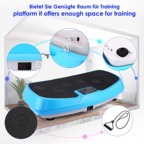 Ancheer Plataforma Vibratoria Fitness 3D Vibration | Gran Superficie Antideslizante Curvada | 2 Bandas Elásticas de Entrenamiento | Pantalla LCD (Azul 1) Ancheer Plataforma Vibratoria Fitness 3D Vibration | Gran Superficie Antideslizante Curvada | 2 Bandas Elásticas de Entrenamiento | Pantalla LCD (Azul 1)