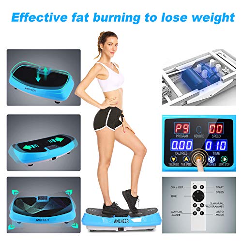 Ancheer Plataforma Vibratoria Fitness 3D Vibration | Gran Superficie Antideslizante Curvada | 2 Bandas Elásticas de Entrenamiento | Pantalla LCD (Azul 1) Ancheer Plataforma Vibratoria Fitness 3D Vibration | Gran Superficie Antideslizante Curvada | 2 Bandas Elásticas de Entrenamiento | Pantalla LCD (Azul 1)