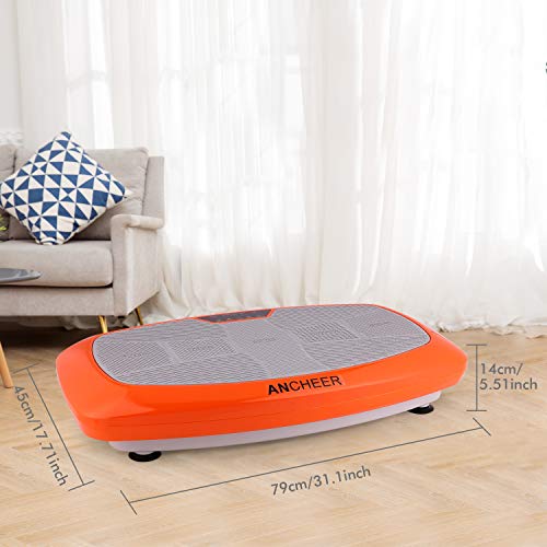 Ancheer Plataforma Vibratoria Fitness 3D Vibration | Gran Superficie Antideslizante Curvada | 2 Bandas Elásticas de Entrenamiento | Pantalla LCD (Naranja) Ancheer Plataforma Vibratoria Fitness 3D Vibration | Gran Superficie Antideslizante Curvada | 2 Bandas Elásticas de Entrenamiento | Pantalla LCD (Naranja)