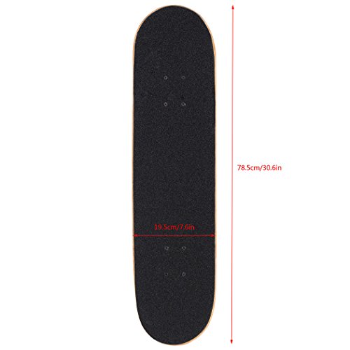ANCHEER Skateboard Monopatín 79x19cm Patinetas Estándar Completas para Niños Jóvenes Principiantes,Cubierta de Madera de Arce Canadiense 7 Capas con Rodamientos ABEC-7 Carga Máxima 80 kg (Rojo)