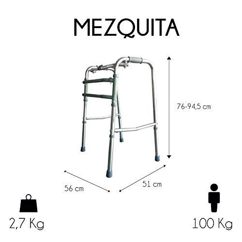 Andador para ancianos sin ruedas | Aluminio ultraligero | Regulable en altura| Plegable | Asistencia de movilidad | Peso máximo soportado 100 kg | Modelo Mezquita | Mobiclinic Andador para ancianos sin ruedas | Aluminio ultraligero | Regulable en altura| Plegable | Asistencia de movilidad | Peso máximo soportado 100 kg | Modelo Mezquita | Mobiclinic