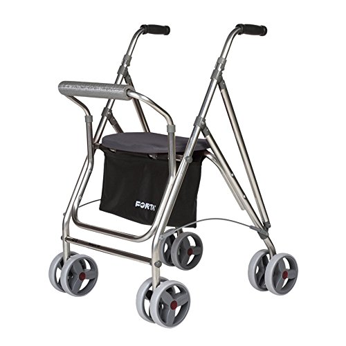 Andador para personas mayores | Rollator de aluminio con asiento | Andador de aluminio plegable | Color gris