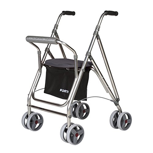 Andador para personas mayores | Rollator de aluminio con asiento | Andador de aluminio plegable | Color gris Andador para personas mayores | Rollator de aluminio con asiento | Andador de aluminio plegable | Color gris