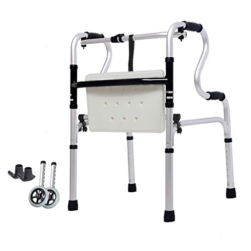 Andador portátil con Asiento y Rueda, Andador para Adultos, Andador Resistente a la obesidad para Ancianos, Andador de Altura Ajustable para Ancianos