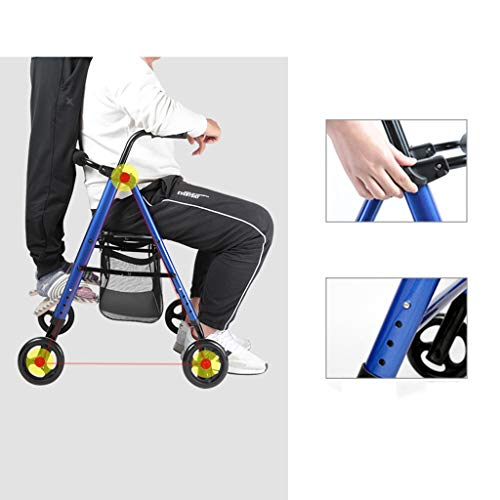 Andador Walker de 4 Ruedas Walker asiste al Anciano Marco de Soporte Plegable Ligero Roller Walker Elderly Walker FANJIANI