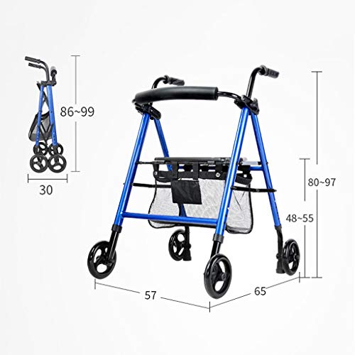 Andador Walker de 4 Ruedas Walker asiste al Anciano Marco de Soporte Plegable Ligero Roller Walker Elderly Walker FANJIANI