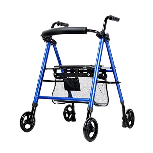 Andador Walker de 4 Ruedas Walker asiste al Anciano Marco de Soporte Plegable Ligero Roller Walker Elderly Walker FANJIANI