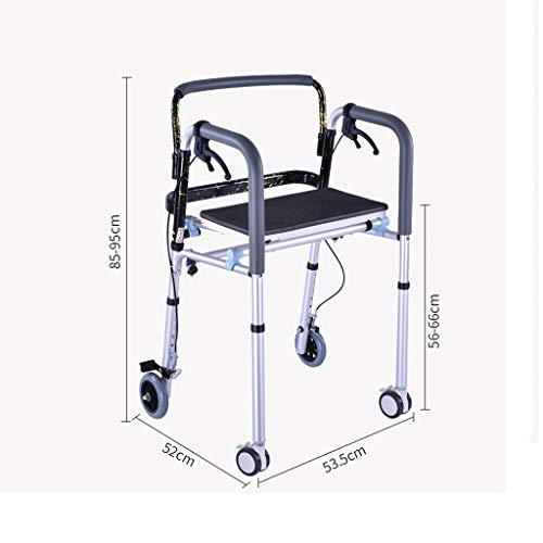 Andador Walker de 4 Ruedas Walker asiste al Anciano Marco de Soporte Plegable Roller Walker Ligero Elderly Walker FANJIANI