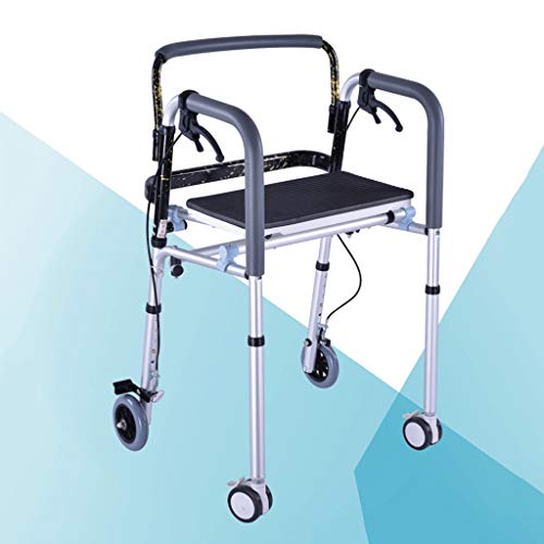 Andador Walker de 4 Ruedas Walker asiste al Anciano Marco de Soporte Plegable Roller Walker Ligero Elderly Walker FANJIANI