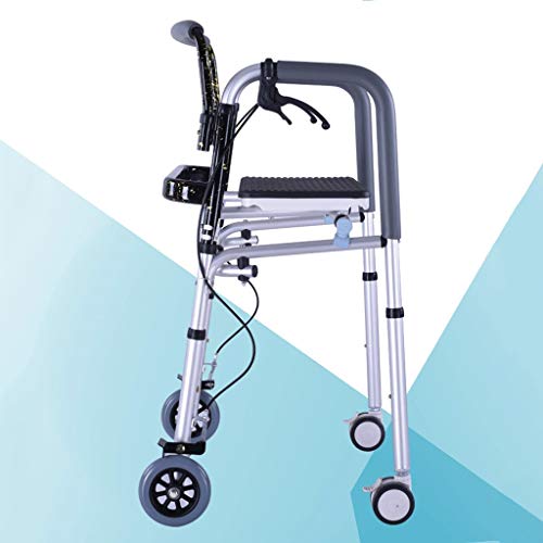 Andador Walker de 4 Ruedas Walker asiste al Anciano Marco de Soporte Plegable Roller Walker Ligero Elderly Walker FANJIANI