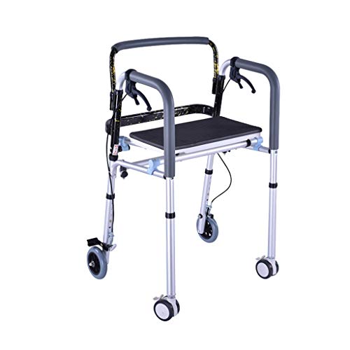 Andador Walker de 4 Ruedas Walker asiste al Anciano Marco de Soporte Plegable Roller Walker Ligero Elderly Walker FANJIANI