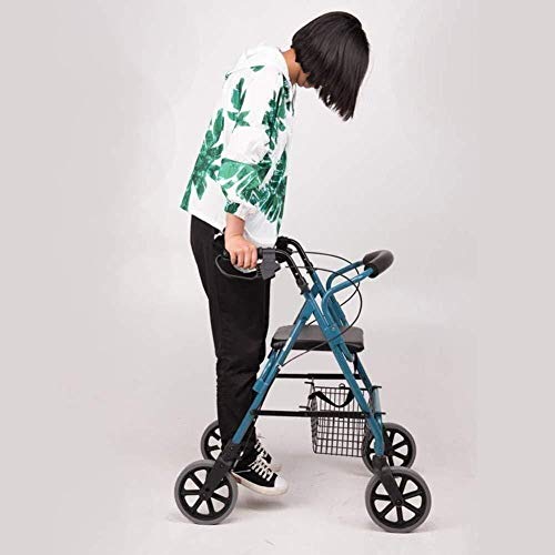 Andadores para discapacidad Andador para Ancianos Ligera Ancianos Ruedas Roller Walker con Acolchado del Respaldo del Asiento 4 Ruedas Plegable Carrito de la Compra