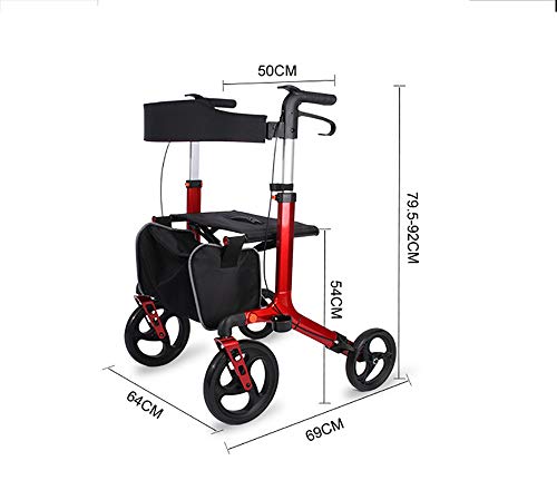 Andadores para discapacidad Roller Walker de 4 Ruedas con Asiento y Maletero Old Man Carrito de Compras de 360 Grados La Rueda Delantera se Puede Girar