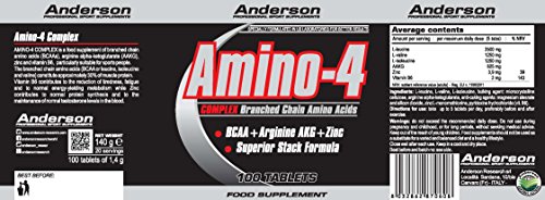 Anderson AMINO-4 COMPLEX |Branched chain amino acids (BCAA) in ratio 2:1:1 in tablets 100 gr Anderson AMINO-4 COMPLEX |Branched chain amino acids (BCAA) in ratio 2:1:1 in tablets 100 gr