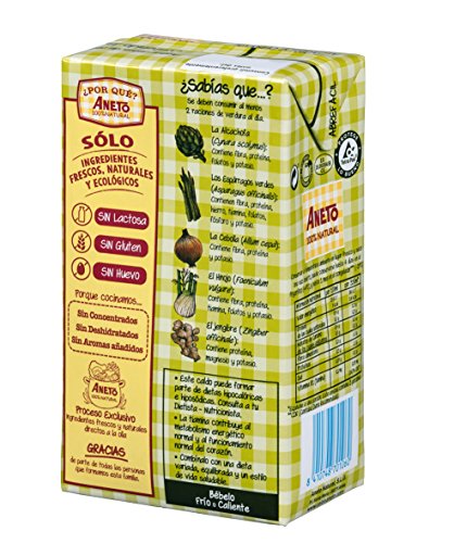 Aneto 100% Natural - Caldo de Alcachofa Ecológica - caja de 6 unidades de 1 litro