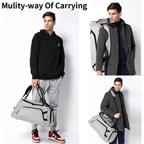 AngLink Bolsa De Deporte,Bolsa Gimnasio,Bolsa De Viaje Impermeable Y Ligera Adecuada para Deportes Entrenamiento,Yoga,Fitness,Vacaciones,40L,Gris