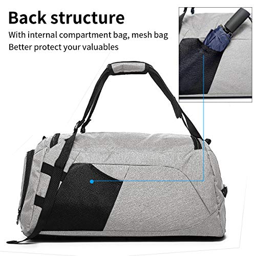 AngLink Bolsa De Deporte,Bolsa Gimnasio,Bolsa De Viaje Impermeable Y Ligera Adecuada para Deportes Entrenamiento,Yoga,Fitness,Vacaciones,40L,Gris