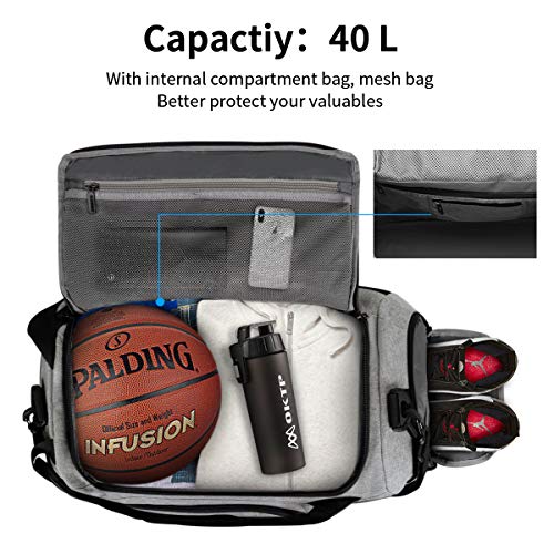 AngLink Bolsa De Deporte,Bolsa Gimnasio,Bolsa De Viaje Impermeable Y Ligera Adecuada para Deportes Entrenamiento,Yoga,Fitness,Vacaciones,40L,Gris AngLink Bolsa De Deporte,Bolsa Gimnasio,Bolsa De Viaje Impermeable Y Ligera Adecuada para Deportes Entrenamiento,Yoga,Fitness,Vacaciones,40L,Gris
