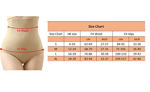 ANGOOL Cintura Alta Braguitas Moldeadora Fajas Reductoras Efecto Vientre Plano para Body Shaper para Mujer (Beige, M)