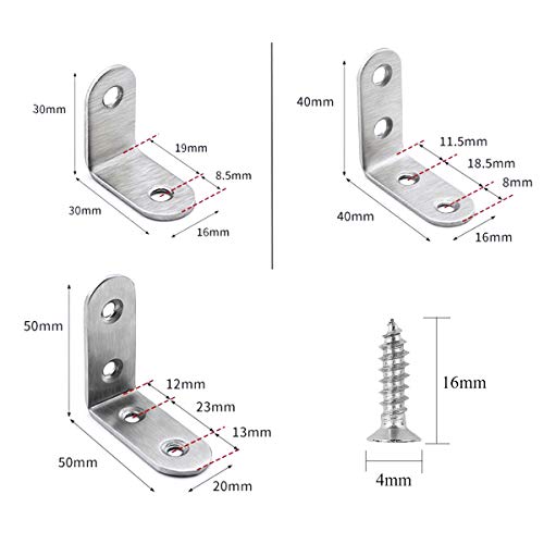 Ángulo Recto Soportes,Liwein Soportes de Esquina de Acero Inoxidable Sujetador de Esquina de Ángulo Recto Soporte de Ángulo con 100 Tornillos para Muebles 30mm 40mm 50mm(Plateado) Ángulo Recto Soportes,Liwein Soportes de Esquina de Acero Inoxidable Sujetador de Esquina de Ángulo Recto Soporte de Ángulo con 100 Tornillos para Muebles 30mm 40mm 50mm(Plateado)