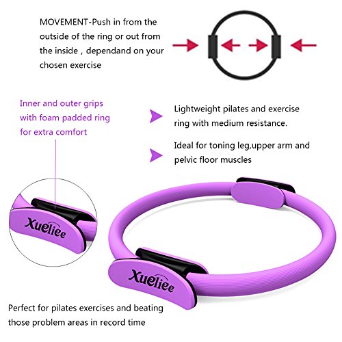 Anilla de pilates-nueva doble asa entrenamiento de resistencia Pilates anillo，diámetro 38 cm por la formación dirigida del tronco, de brazos y de piernas (Purple 38cm)