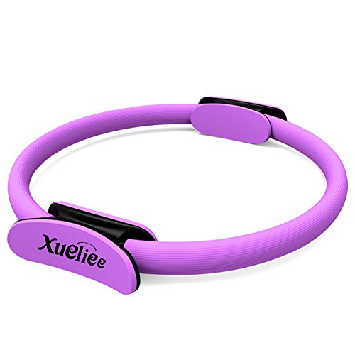 Anilla de pilates-nueva doble asa entrenamiento de resistencia Pilates anillo，diámetro 38 cm por la formación dirigida del tronco, de brazos y de piernas (Purple 38cm)
