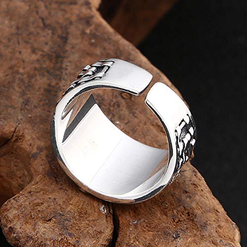 Anillo Ajustable De Plata 925 para Mujer,Vintage Unisex Moda Personalidad Dominante Inglés Estilo Punk Unisex Anillo Forma Esencial De Banquetes De Estilo Hip Hop Cultura Callejera