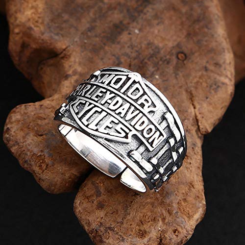 Anillo Ajustable De Plata 925 para Mujer,Vintage Unisex Moda Personalidad Dominante Inglés Estilo Punk Unisex Anillo Forma Esencial De Banquetes De Estilo Hip Hop Cultura Callejera