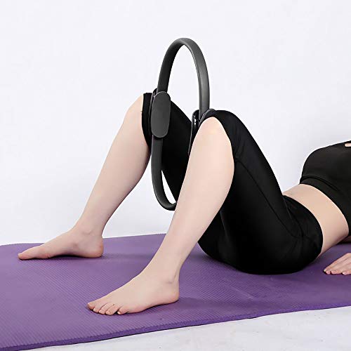 Anillo de Pilates Círculo Mágico para Fitnes, Aro de Pilates para Entrenamiento Fitness los Muslos Internos y Externos Mejora la Fuerza Flexibilidad y Postura (Negro)