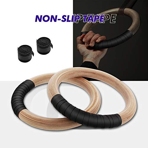 Anillos de Gimnasia Anillos de Entrenamiento de Madera Antideslizantes 400 kg para Trabajo Pesado con Correas Ajustables de 4 m Hebillas de Metal para Gimnasio en Casa Entrenamiento de Cuerpo Completo