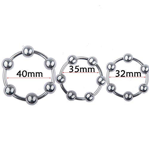 Anillos de metal con 6 cuentas, poderosos anillos de ejercicio para hombres, 3 piezas en 1 juego (40, 35, 32 mm)