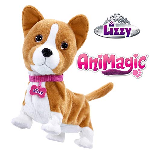 Animagic-Tu Perrita Lizzie Mascota interactiva. Mueve su Cola al Andar, Multicolor (Goliath 256519)