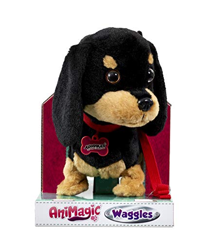 Animagic- Waggles, mi Perrito Salchicha Mascota Que ladra y anda, Color Negro - marrón, Talla Única (256655)