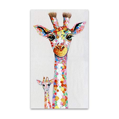 Animal pintura lienzo arte de la pared curioso colorido jirafa madre y sus hijos decoración de la pared del hogar (jirafa) 50x90cm / 19.6"x35.4" sin marco