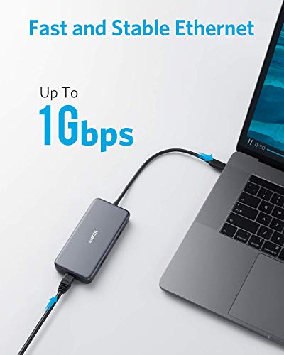 Anker Adaptador hub USB-C, hub USB-C 7 en 1 PowerExpand+, con USB-C a HDMI de 4K, Power Delivery de 60 W, Ethernet de 1 GB/s, 2 Puertos USB 3.0, lectores de microSD, para portátiles USB-C