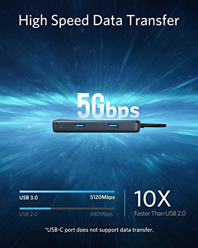 Anker Adaptador hub USB-C, hub USB-C 7 en 1 PowerExpand+, con USB-C a HDMI de 4K, Power Delivery de 60 W, Ethernet de 1 GB/s, 2 Puertos USB 3.0, lectores de microSD, para portátiles USB-C