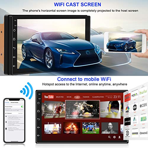 ANKEWAY Android 9.1 Radio de Coche 2 DIN Car Stereo 7 Pulgadas 1080P HD Pantalla Táctil+Llamadas Manos Libres Bluetooth+WiFi+Navegación GPS+Cámara de Visión Trasera+USB Doble+Reproductor de Internet