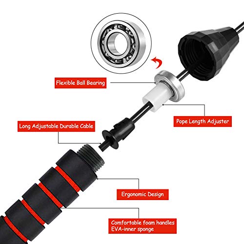 Ankishi Comba de saltar, longitud ajustable, para adultos, con rodamientos profesionales y asas antideslizantes, para entrenamiento de fitness, juegos, ejercicio para adultos y niños Ankishi Comba de saltar, longitud ajustable, para adultos, con rodamientos profesionales y asas antideslizantes, para entrenamiento de fitness, juegos, ejercicio para adultos y niños